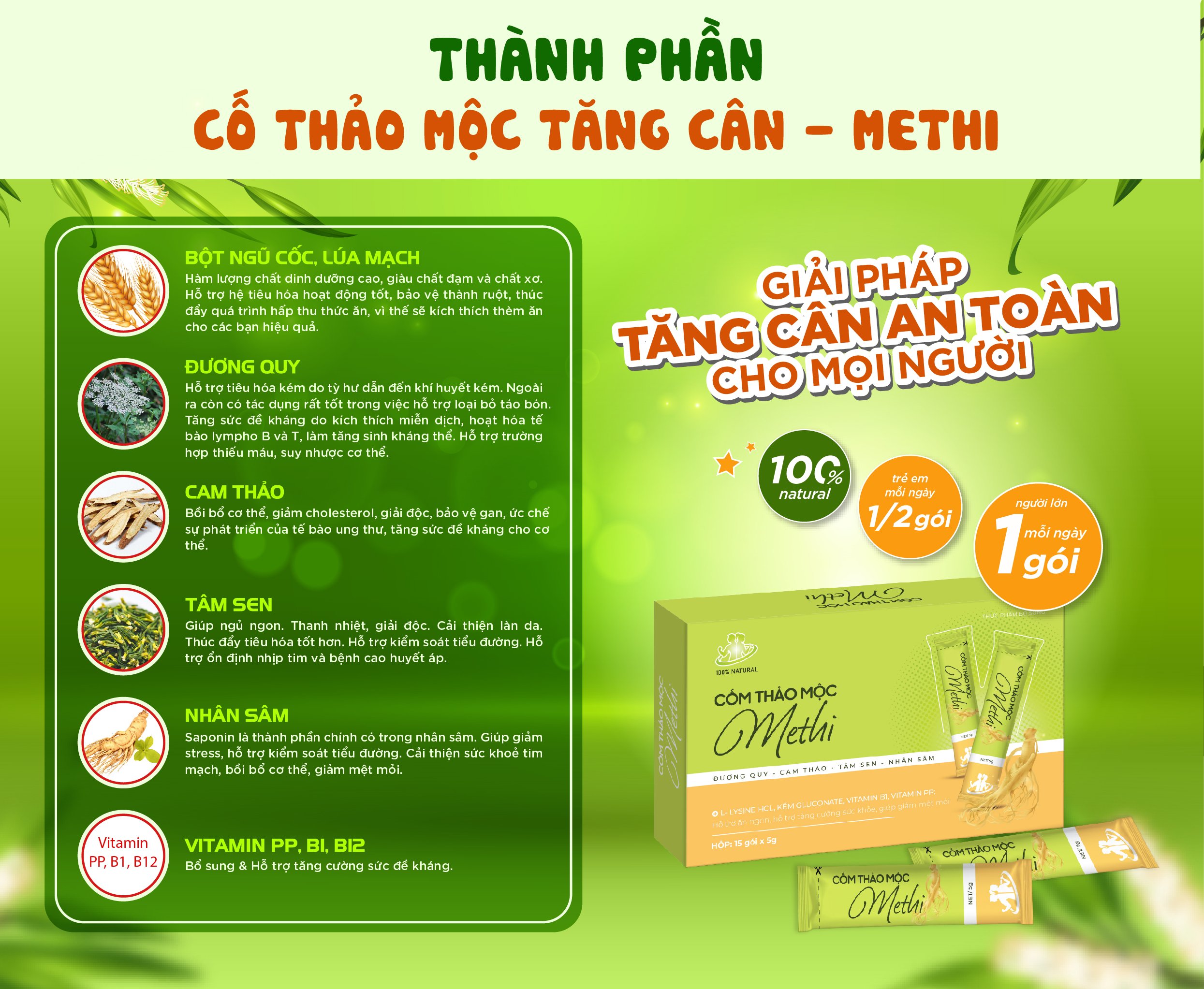 Cốm thảo mộc Methi: sản phẩm hỗ trợ tăng cân dành cho người gầy tốt nhất hiện nay