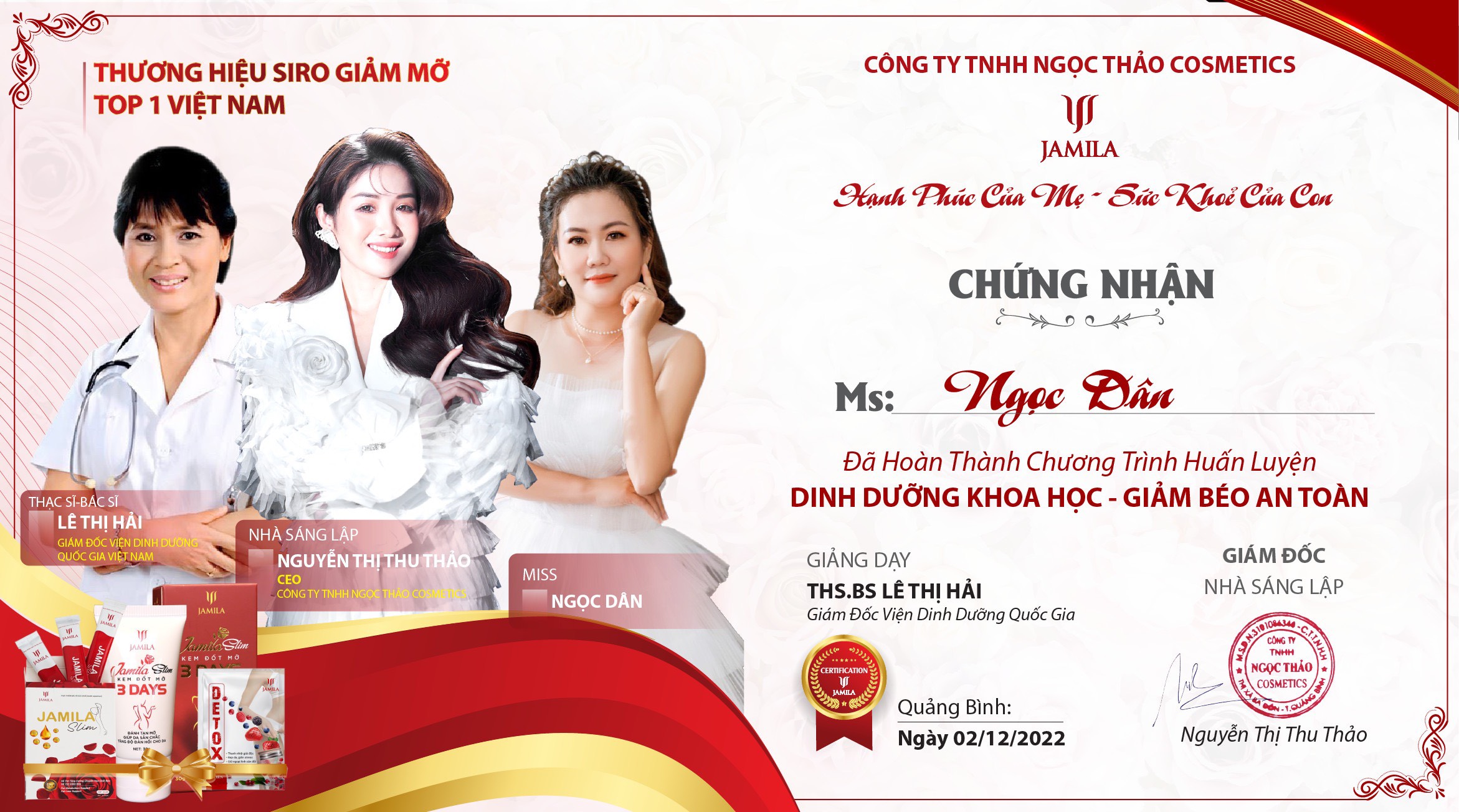 Ngọc Thảo Cosmetics phối hợp cùng chuyên gia Viện dinh dưỡng tổ chức thành công khóa đào tạo “Dinh dưỡng khoa học - giảm béo an toàn” 